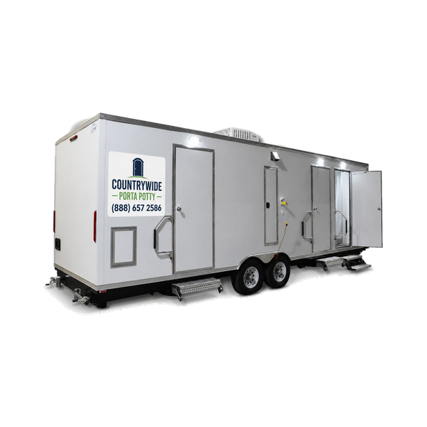 Luxury mobile restroom trailer rental